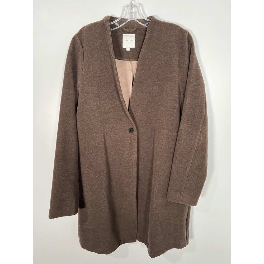 Gentle Fawn Brown Longline Cocoon Single Button Coatigan Minimalist Medium